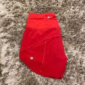 Red Lululemon size 0 sped up shorts